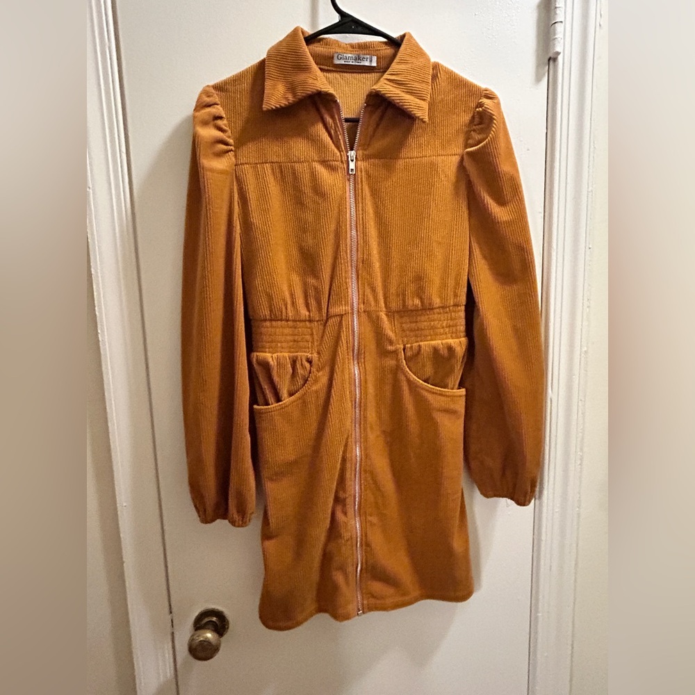 Women's Corduroy Zipper Dress
